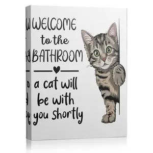 Adorable Tabby Cat Bathroom Poster |   Funny Restroom Wall Art |   Cat Mom/Dad Gift Idea for Bathroom door/wall decor, cat parent gift, cozy home restroom accent