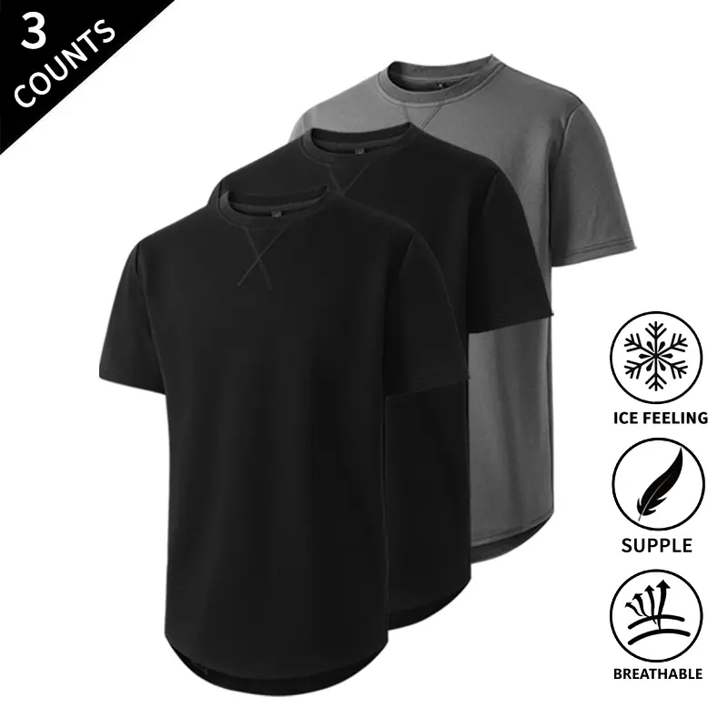 3-Pack Men’s Summer Vibes Breathable “Ice Feel” T-Shirts, Ultra-Soft Lightweight Short-Sleeve Tops for Men, All-Day Comfort
