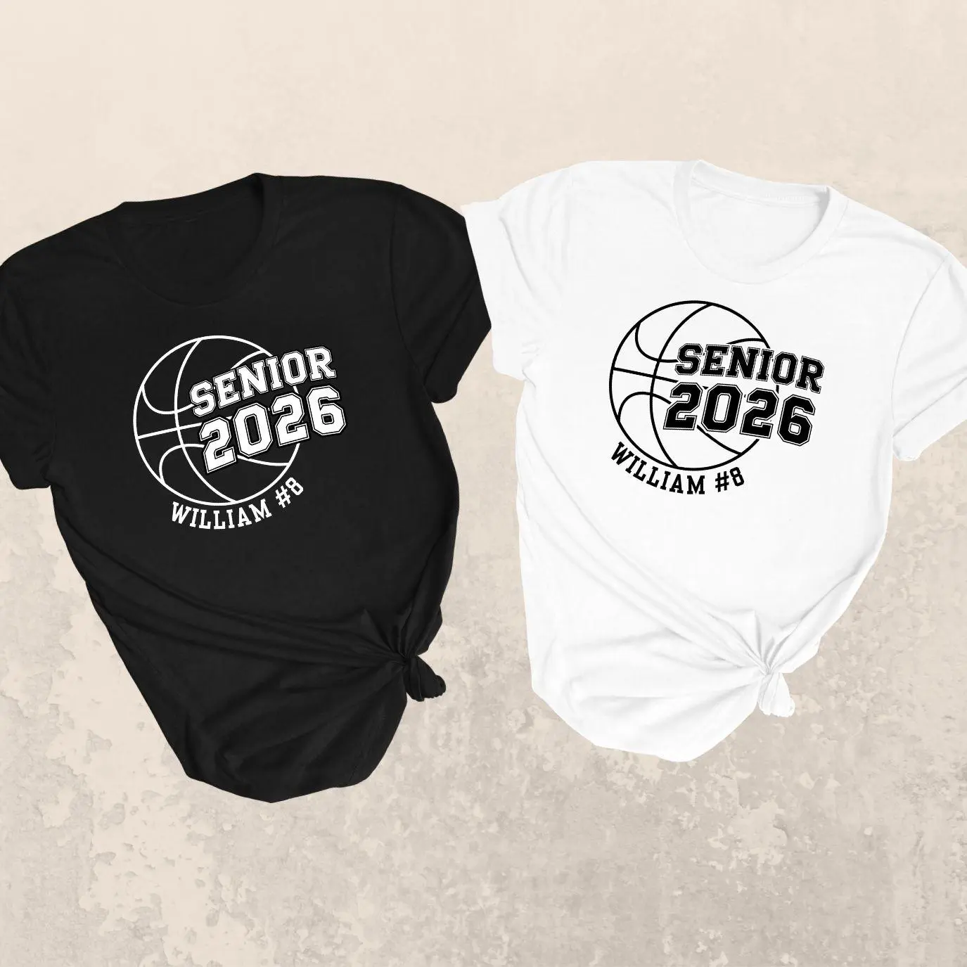 Customizable basketball senior 2026 shirt for high school graduates, personalized name and number sports tee, comfortable soft cotton tshirt for student athletes and varsity players, stylish commemorative graduation t-shirt gift for class of 2026