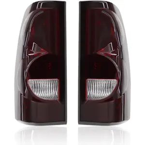 Smoked Tail Lights w/Bulbs Assembly Compatible with 2003 2004 2005 2006 Silverado Pickup Black Rear Brake Lamps Taillights Left and Right GM2800174 GM2800161