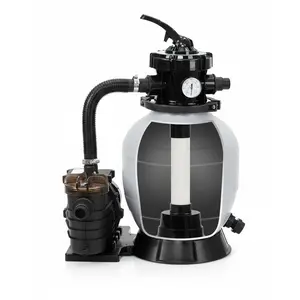 High-Stream Sand Filter Pump System for Above Ground Pools 13 Inch Tank 1/2HP 3/4HP Options Up to 3435GPH Flow Rate 7-Way Multi-Port Valve Strainer Basket Efficient Pool Filtration Combo for Crystal Clear Water Blue