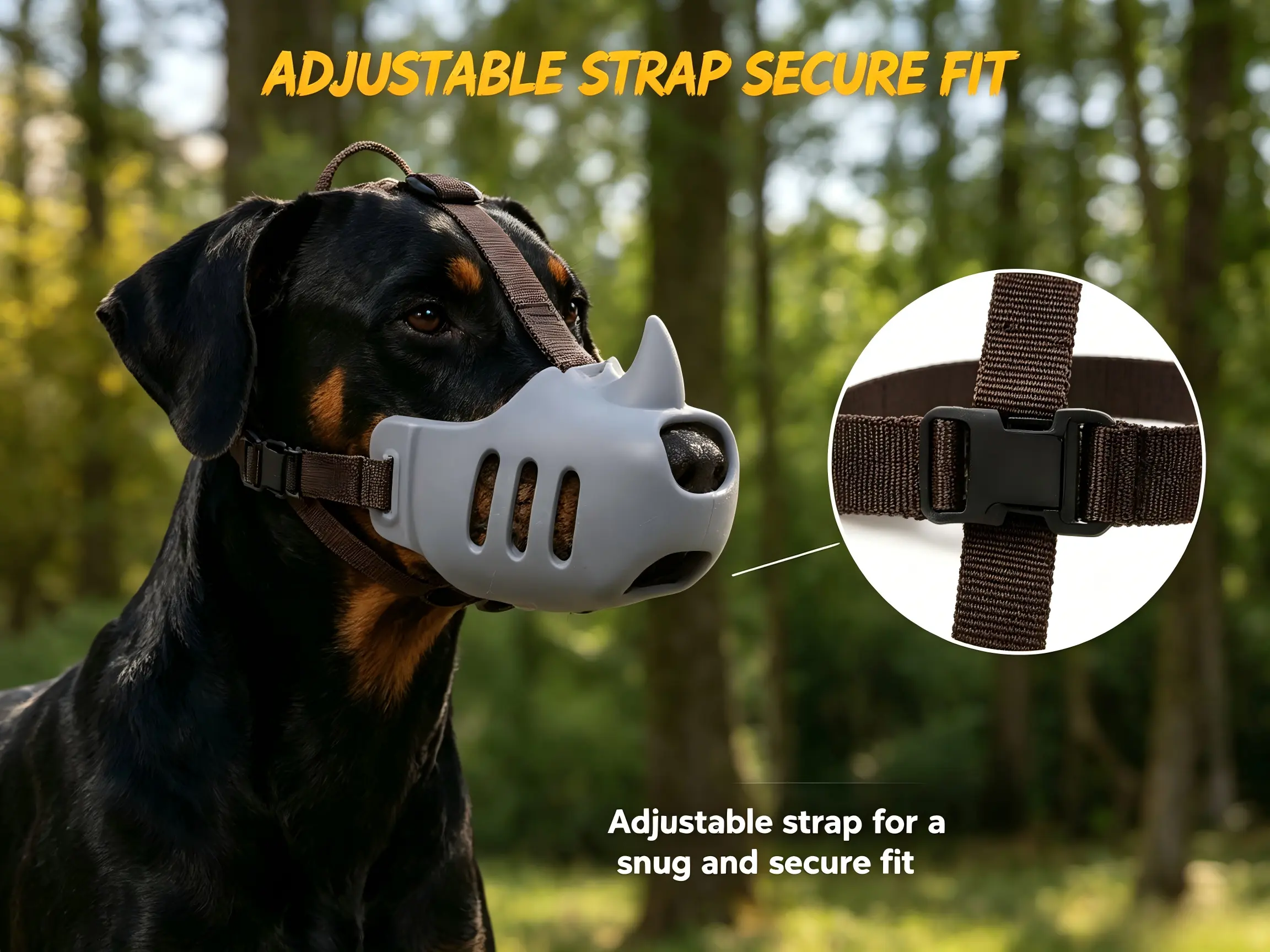Premium Soft Silicone Dog Muzzle - Adjustable Straps, Snug, Lightweight, Modern, Anti-Anxiety, Comfortable Breathing, Open Ventilation for Medium-Large Dogs, Pet Training Mask for Walking (Multi-Color)