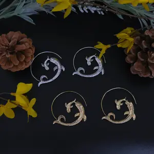 Handmade Boho Dangle Earring, Fish Design , Bohemian Jewelry, Gift For Her, Ethnic Style Earring, 90s Jewelry, Hoop Earrings