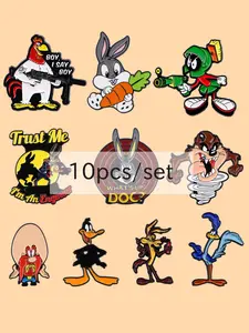 10pcs/set Classic Cartoon Movie Enamel Pins, Trendy Backpack Brooches, Fashion Hat Accessories, Unique Gift for Friends