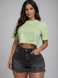 Kendal Rhinestone Cropped Top
