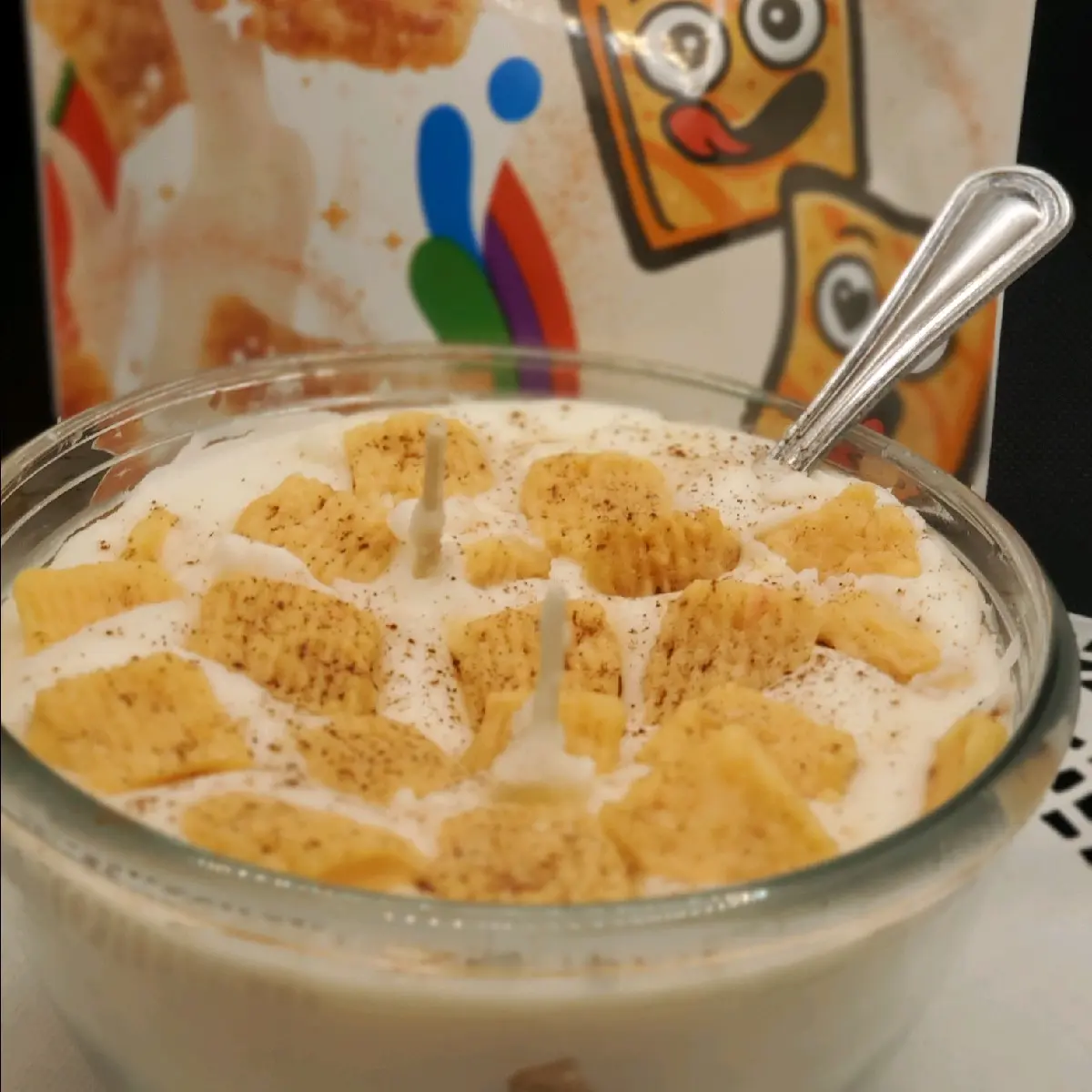 Cinnamon Toast Crunch cereal bowl candle