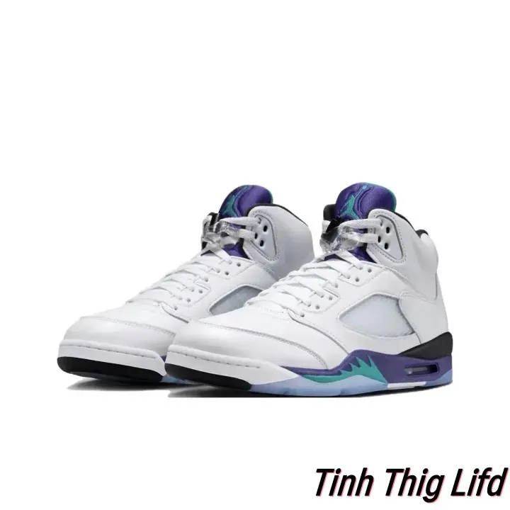 Brand New Sealed with Original Shoe Box Unisex Retro High‑Top Sneakers, White Synthetic Leather Purple‑Teal‑Accent Mesh‑Panel Streetwear Basketball Shoes Cushioned Non‑Slip Translucent‑Sole Daily Casual Footwear