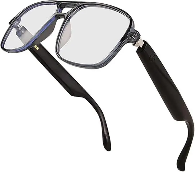Anti-blue light glasses, transparent square lightweight aviator glasses frame for a nerdy look, extra large, Bluetooth smart AI glasses, unisex photochromic sunglasses with speaker, smart Bluetooth glasses.
