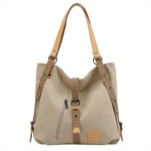Women's Canvas Tote Bag Multi-functional Wallet Handbag Adjustable Shoulder Bag Convertible Backpack Wear-resistant Stain-resistant for Women School Office Travel