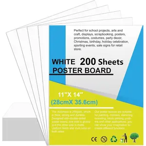 200 count Poster Board White Poster Paper Bulk 11x14,  250Gsm Thickness Vision Boards  Posterboard for School Arts Craft Projects Presentations Drawing Scrapbooking Blank Graphic Display