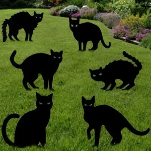 6 pc black cat ornament