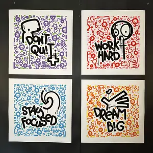 Set of Four Motivational Print Decor Hanging Poster Ornaments Room Artistic Wall