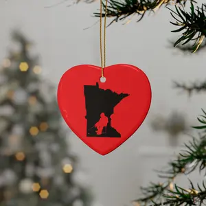 Heart-Shaped Fishing Themed Ceramic Ornaments for Christmas Winter Decor Memorial Gifts Fishing Lovers Home Decor 1-20 pcs Glossy Light Tree Decoration