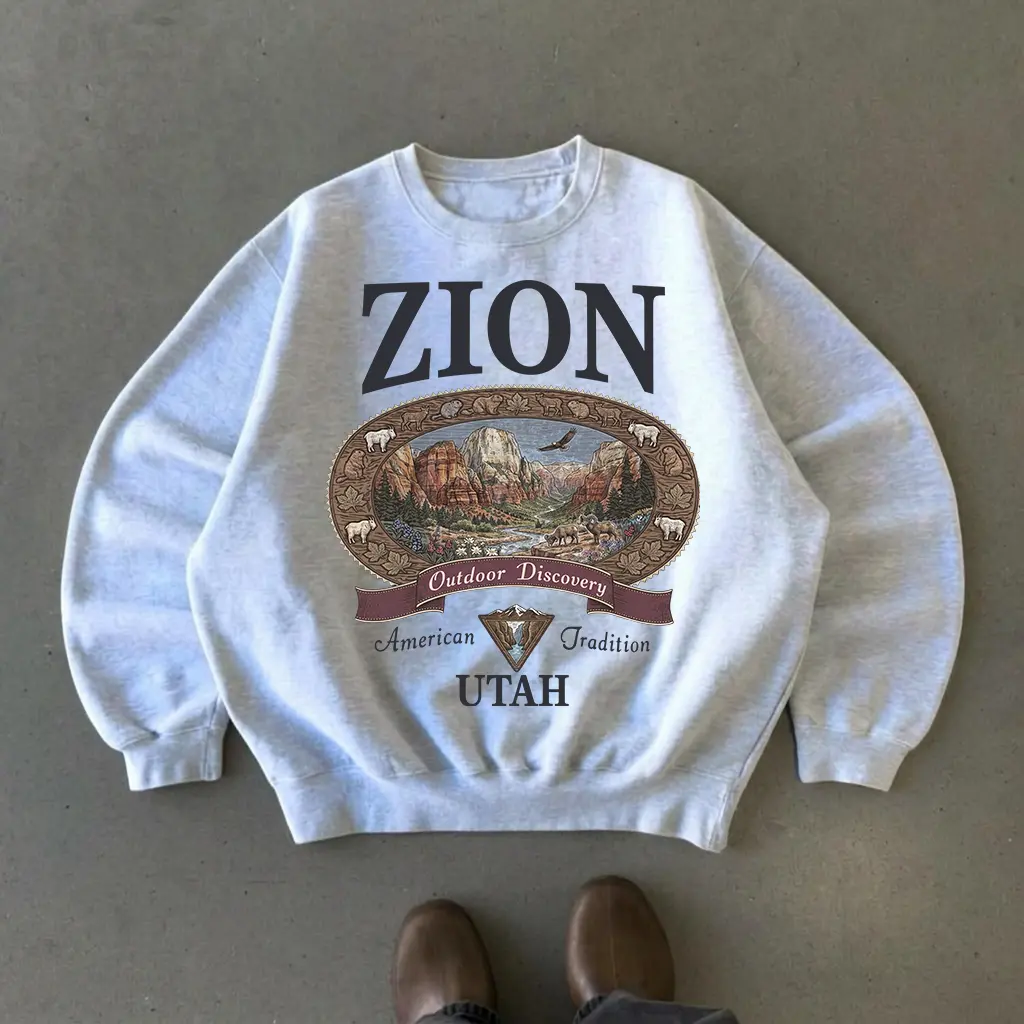 Retro ZION Utah National Park Sweatshirt, Vintage 90s American Traditional Park, Vintage 90s Appalachian Wildlife Crewneck, Womenswear