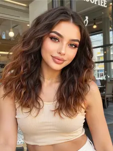 20 Inch Gradient Curly Wig, High Temperature Resistant Synthetic Material, Fashionable Look, Perfect for Christmas Wear