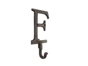 360 stand Rustic Copper Cast Iron Alphabet Hook (Letter F), 6x1x3 in. Handmade Handcrafted Home Supplies, Wall-Mount Door & Kitchen Hook, Antique Decoration for Room Hanging, Decorative, Hanging Multi-Purpose Hooks