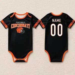 Personalized baby onesies Cincinnati, Customizable name and number soccer baby onesies, Match day outfits, Sports fan baby gifts.