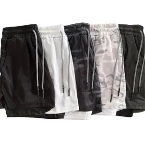 Athletic Gym Shorts With Compression And Towel Belt - Breathable Cotton Blend Fabric, Flexible Fit, Inner Compression Lining, Multi-Occasion Wear