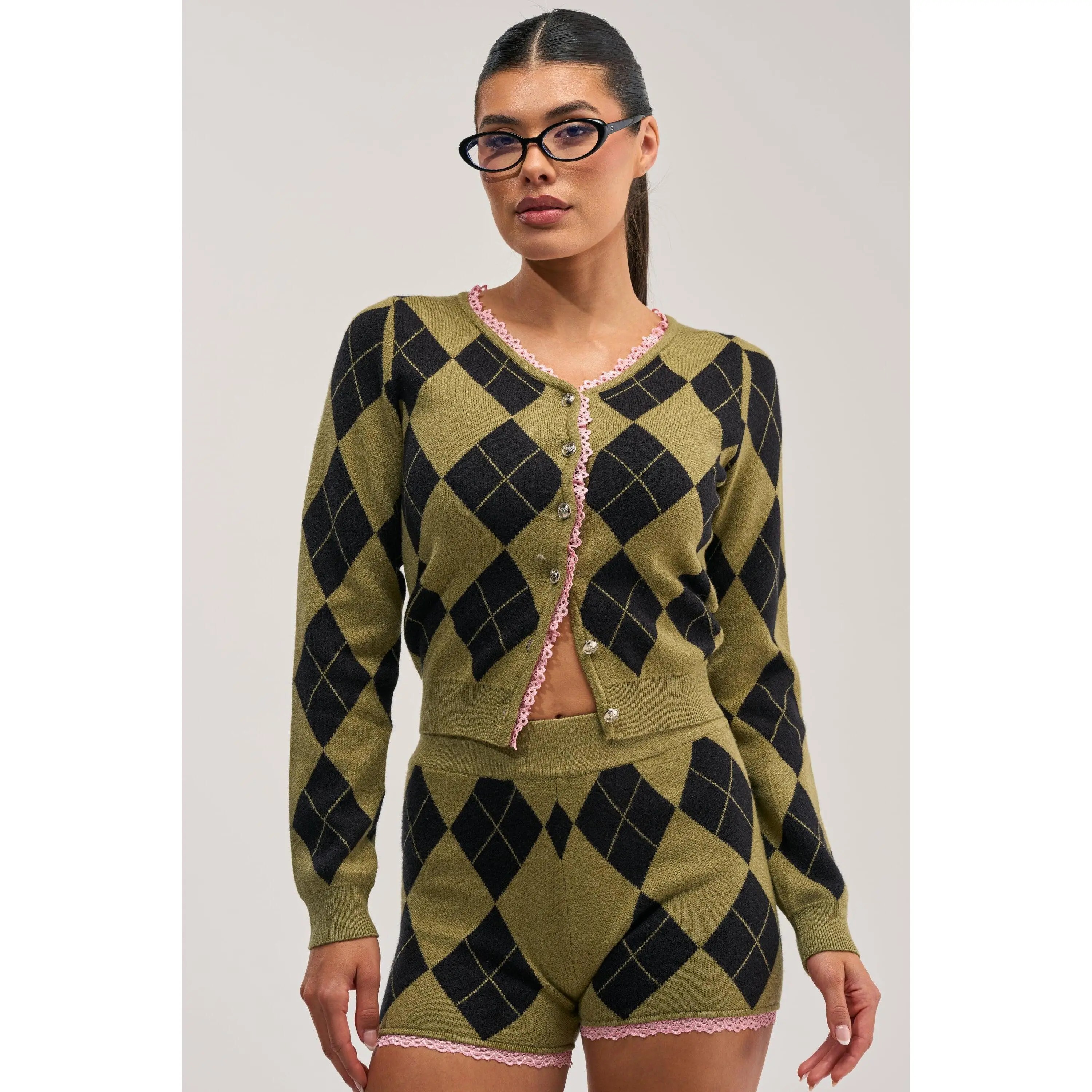 CRAZY FOR YOU ARGYLE CARDIGAN