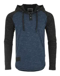 ZIMEGO Men's Hoodie Pullover Sweatshirt  Long Sleeve Athletic Casual Active Hip Hop Button Raglan Henley Shirt Hooded Top