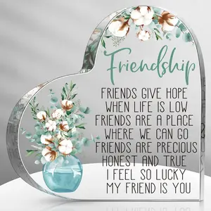 Gift for Friend Friendship Women Friend Friendship Birthday Cheer up Gift Acrylic Heart Butterfly Keepsake Paperweight for Home Office Table Shelf(Classic)