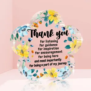 Thank You Gifts, Affirmations Flower Shape Acrylic Sign, Funny Appreciation Gift for Men Women, Thank You Gift for Boss Mentor Leader, Employee Appreciation Gifts for Women Nurse Boss Friend Coworker, Decorative Plaque, Acrylic Desktop Decoration