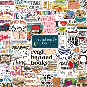 Reading Book Pattern Sticker, 50/1000pcs Waterproof Self Adhesive Decor Paper, Decor Sticker for Gift, Greeting Card, Water Bottle, Laptop Phone, Ornaments