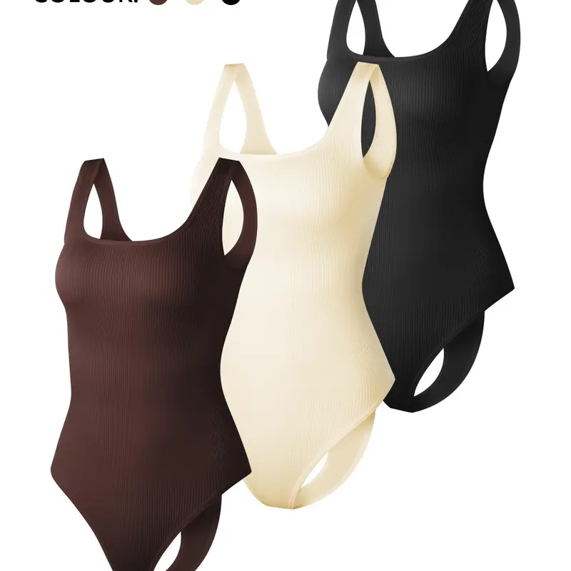 Women's Seamless Solid Color Compression Fit Body Shaper Shapewear Bodysuit, Tummy Control & Butt Lifting, Sexy Body Shaping Underwear for Daily Wear, Comfortable Inner & Outer Layer Option, Body Shaping Set