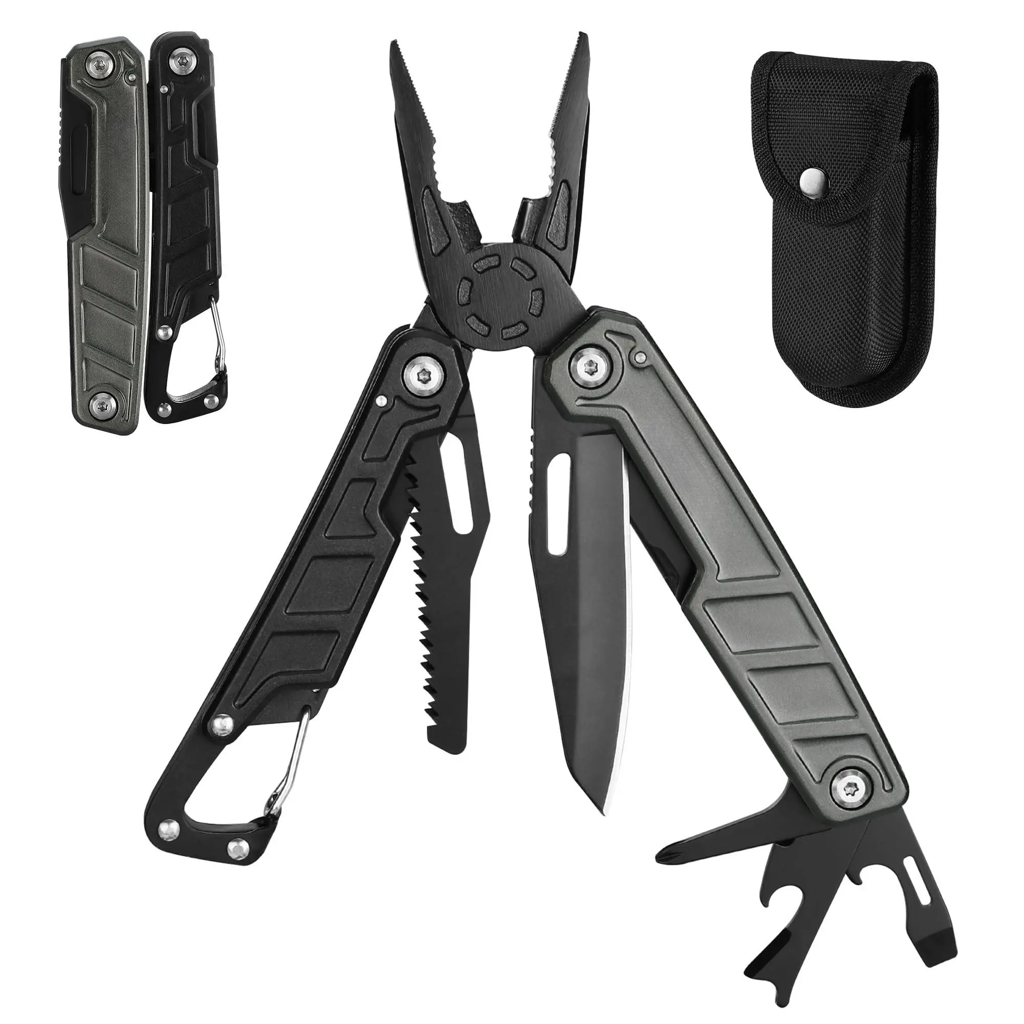 Multitool-11 in 1 Multitool Pliers with Pocket Clip and Sheath-EDC Multi Tool Safety Lock-Camping Tools Wire Bottle Opener