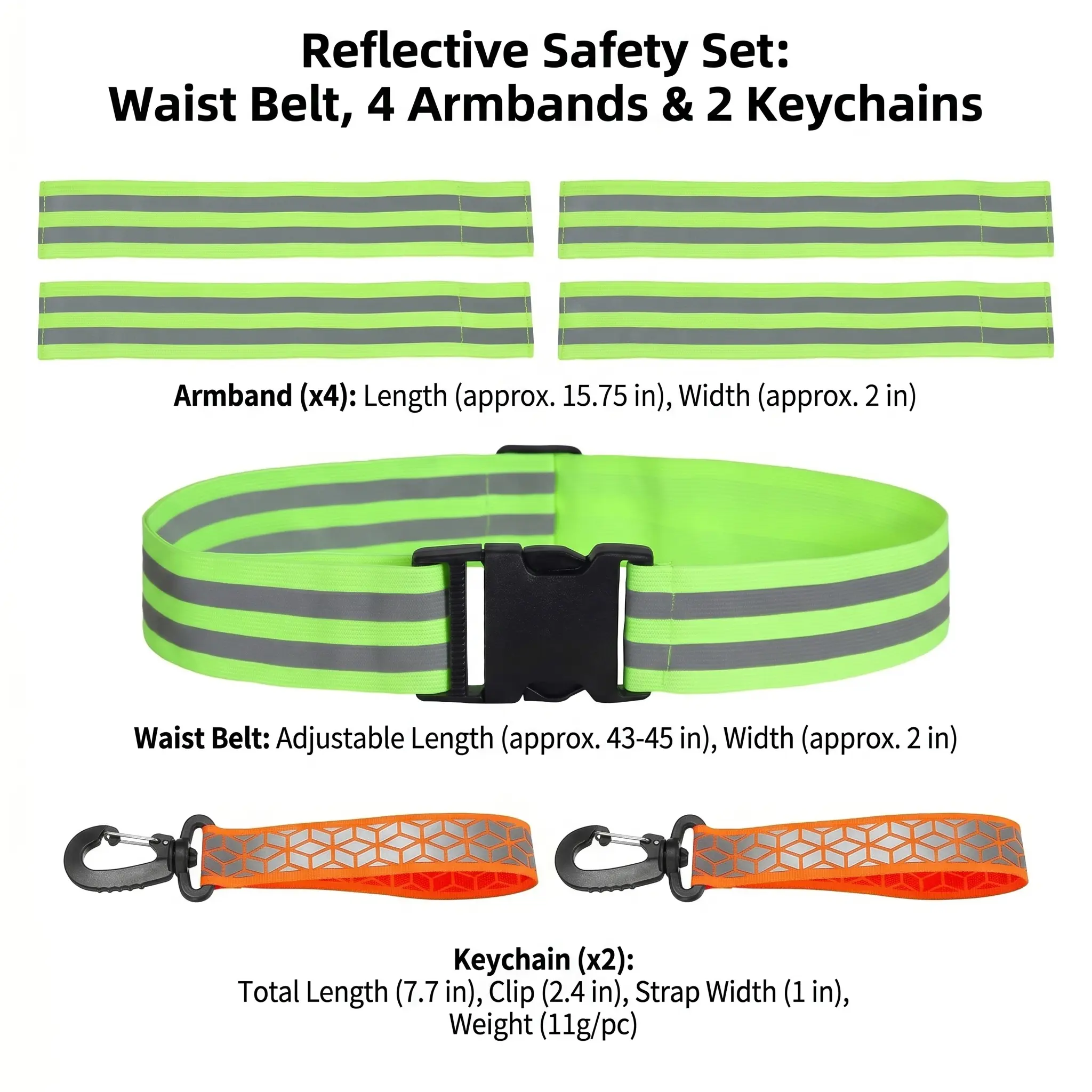 Reflective Safety Set for Night Running, Walking and Dog Walking, High Visibility Gear