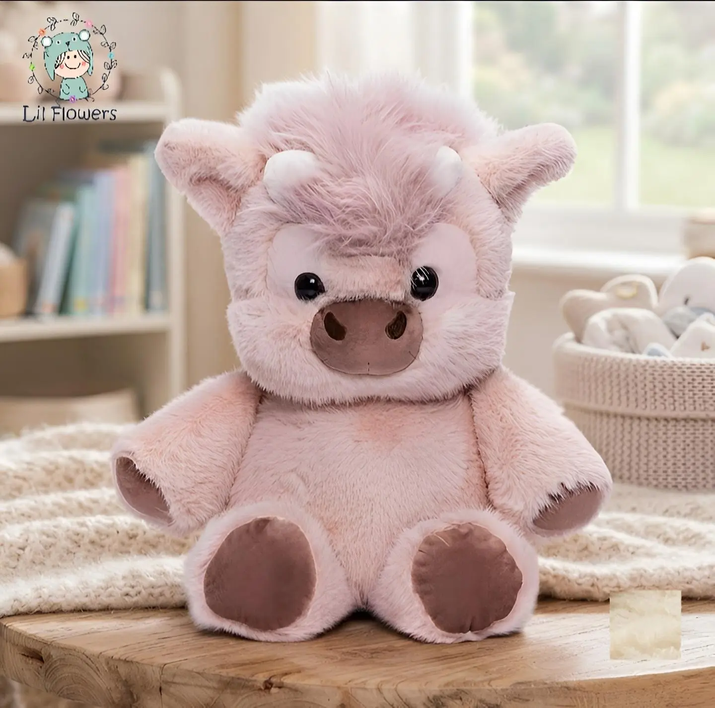 Running Highland Cow Plush Toy, Soft Fluffy Stuffed Animal, Cute Stuffed Animal, Cuddly Stuffed Animals, Soft Huggable, Perfect for Kids Birthday Gifts, Graduation, Wedding,