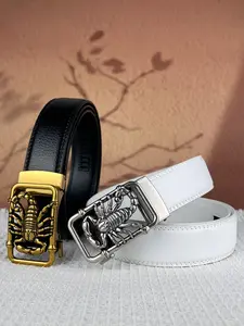 1 Piece Men's Retro Style Belt with Scorpion Relief Alloy Automatic Buckle, 3.5cm/1.38in Wide Unisex Casual Belt, Adjustable, Suitable for Daily Commuting, Dance Party Outfits, and Holiday Gifts.