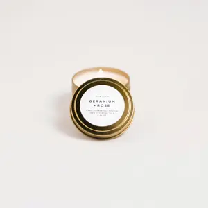 Slow North Geranium & Rose Aromatherapy Candle - 6 oz Soy Wax Scented Decorative Ornament - 20 Hour Burn Time - Vegan & Eco-Friendly