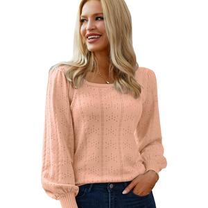 Women's Sweaters Spring 2025 Trendy Puff Sleeve Tops Casual Knit Square Neck Cute Tunic Pullover Blouses Shirts Size Runs Smal summerwins
