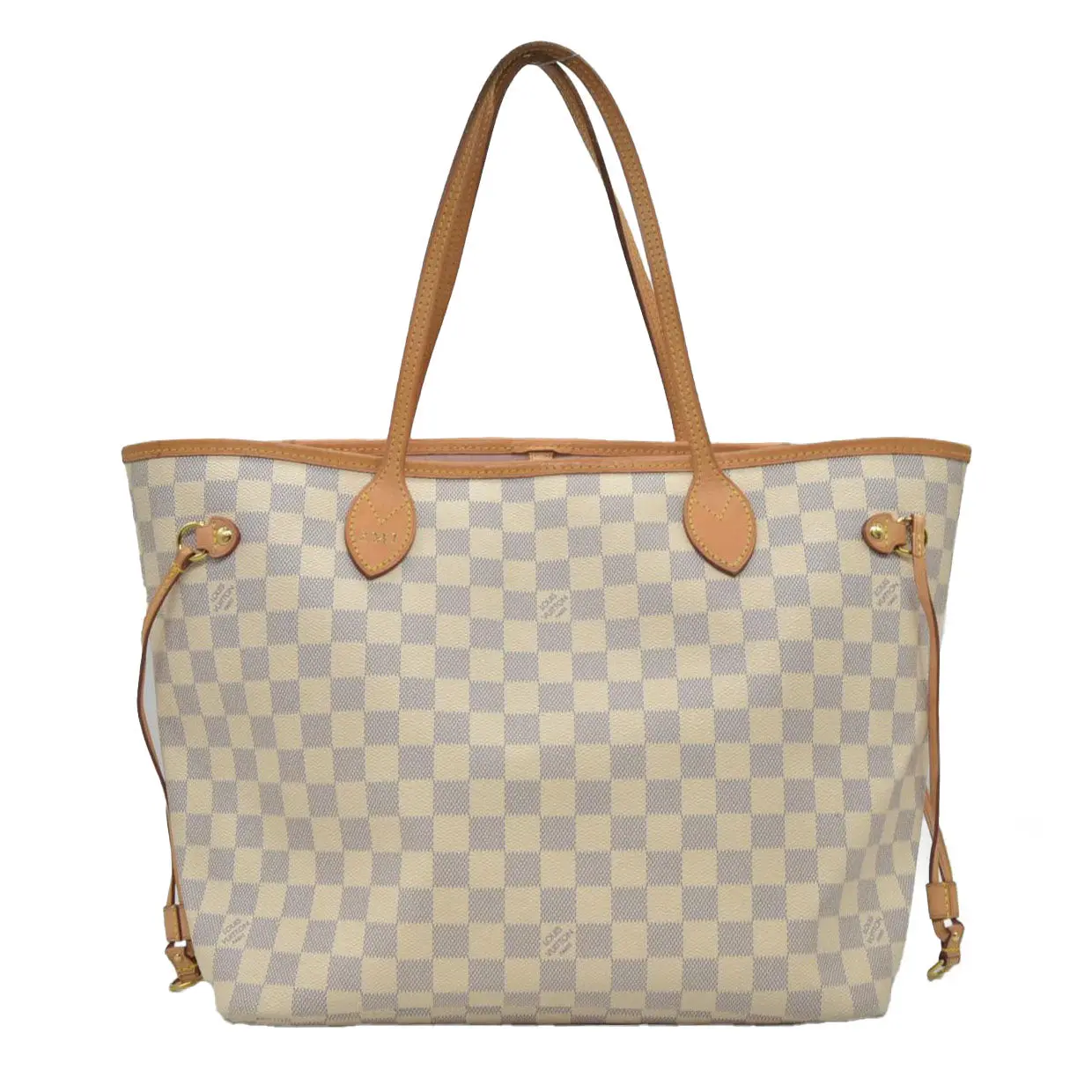 Pre-owned Louis Vuitton canvas Shoulder Bags $2170 Damier Azur Neverfull MM Rose Ballerine FL4158