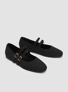 Women’s Knitted Mary Jane Flats – Double Strap Comfortable Ballet Shoes