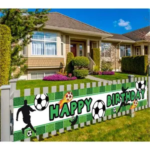 Large Soccer Happy Birthday Banner 1pc, Soccer Party Supplies Decorations, World Cup Sports Theme Birthday Party Décor