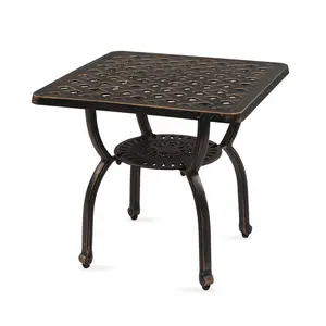 Cast Aluminum Outdoor Square Side Table - Anti-Rust Antique Bronze Patio Bistro Table for Garden, Porch Camping Furniture maximum weight capacity