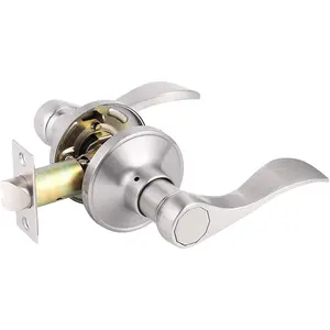 1 Pack Passage Door Handle in Satin Nickel, Interior Closet Hallway Drop Style Door Lever, Heavy Duty Door Knob Without Locking