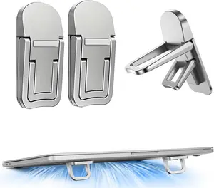 2PCS Mini Laptop Stand for Desk, Portable Keyboard Riser for Desk, Foldable Invisible Office Desk Accessories, Adjustable Computer Keyboard Stand for 10–18'' Laptops & Tablets