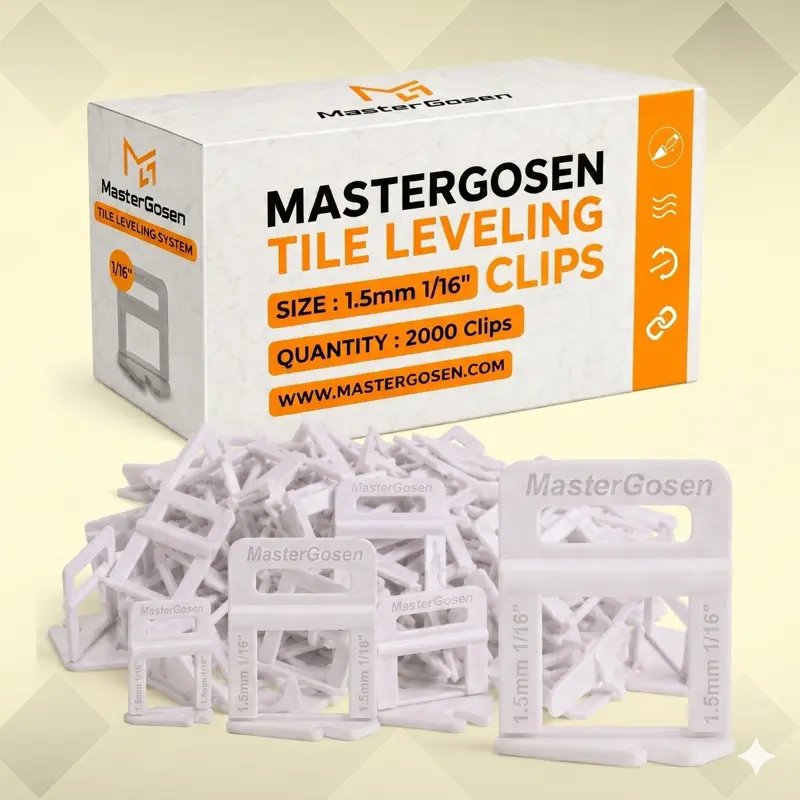 MasterGosen 2000 Tile Leveling Clips - Multi-Size (1/16in/1.5mm, 1/8in/3mm) Flooring Tool, Improves Tile Alignment, for Contractors, DIY Home Renovation Projects, Flooring Tools