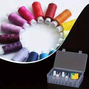 42-Compartment Plastic Thread Organizer Box, Embroidery Bobbin Holder, Sewing Thread Dispenser, Craft Supplies Storage Container