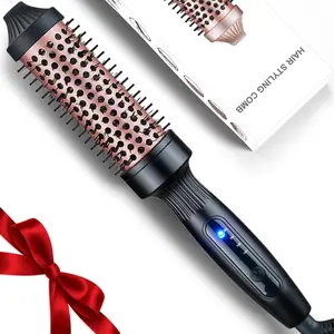 Professional Hair Curler Brush, Adjustable Temperature Heat Round Brush, Dual Voltage Travel Friendly, Ideal Gift for Women & Girls, Multistyler Styler, Thermal Brush Straightener