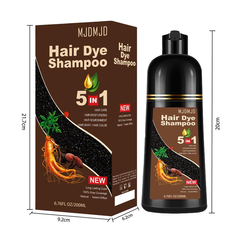 5-in-1 Silver Gray Hair Dye Shampoo, Instant Coloring in Minutes, Long-Lasting Herbal Formula, Unisex Hair Color Shampoo, 200ml