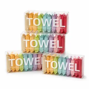 56 Count Disposable Compressed Travel Towels, 4-Box Pack Individually Wrapped Pocket Face Towels for Travel, Gym, Camping & Daily Use