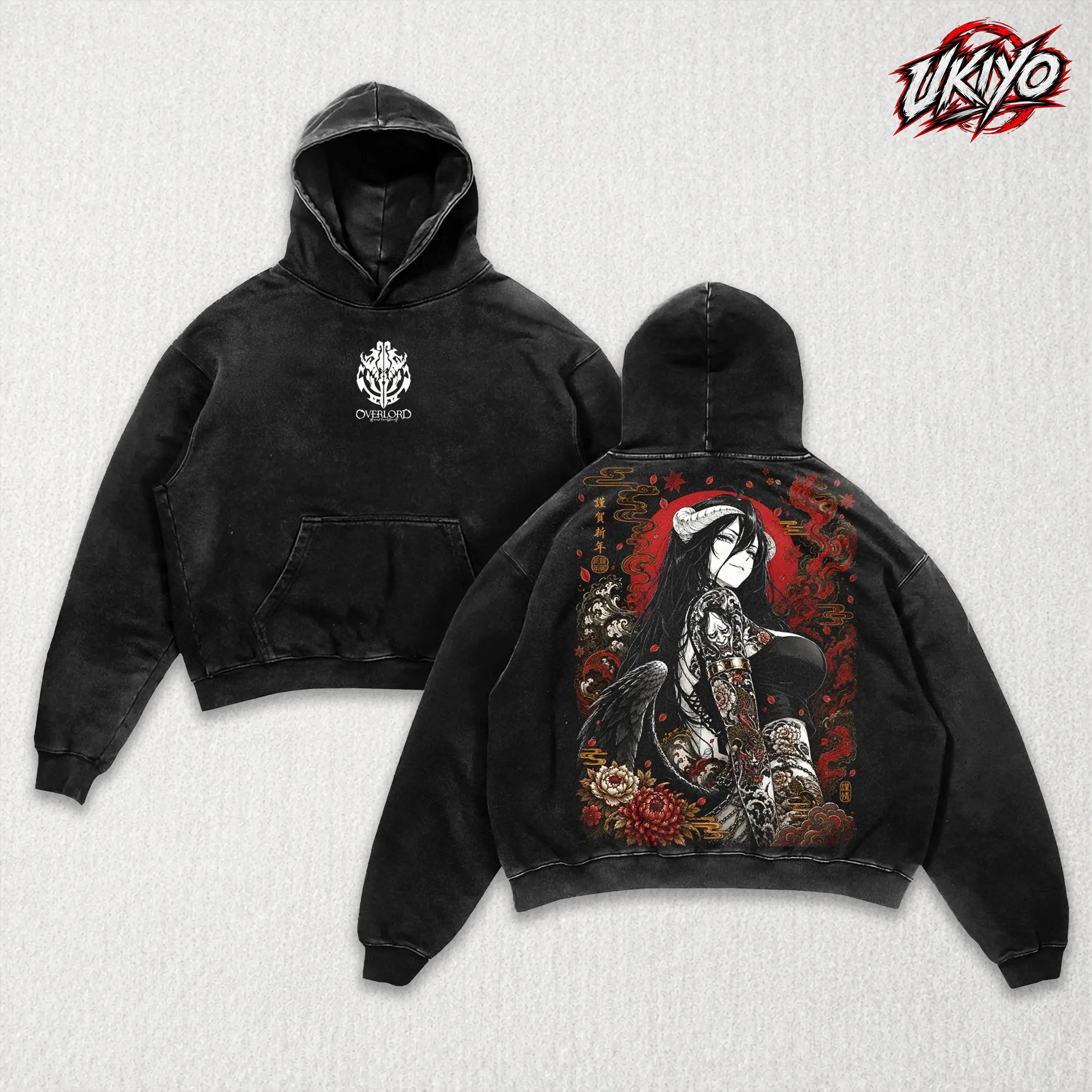 Albedo Succubus Hoodie, T-shirt Overlord Anime Vintage Washed Shirt Unisex Streetwear Waifu Tee Overseer Of The Guardians Graphic Tee Gift for Anime Lovers Overlord Fans