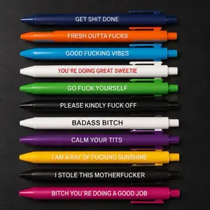 NSFW Pens - Soft Core School Essential with Black Ink, 11 Pens in Various Colors and Phrases, UnSafe for Office Use and Gift