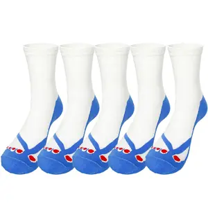 GTXVZYS 5 Pairs Blue Flip-Flop Illusion Crew Socks Lightweight Breathable Polyester Fabric Comfortable Fit for Running Sports Everyday Wear Funny Toe Design Elastic Perfect Gag Gift Party Essential