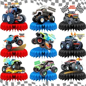 Monster Truck Birthday Decorations Monster Truck Centerpieces for Table Decorations Racing Car Birthday Party Supplies Trucks Honeycomb Centerpieces Baby Shower Decor
