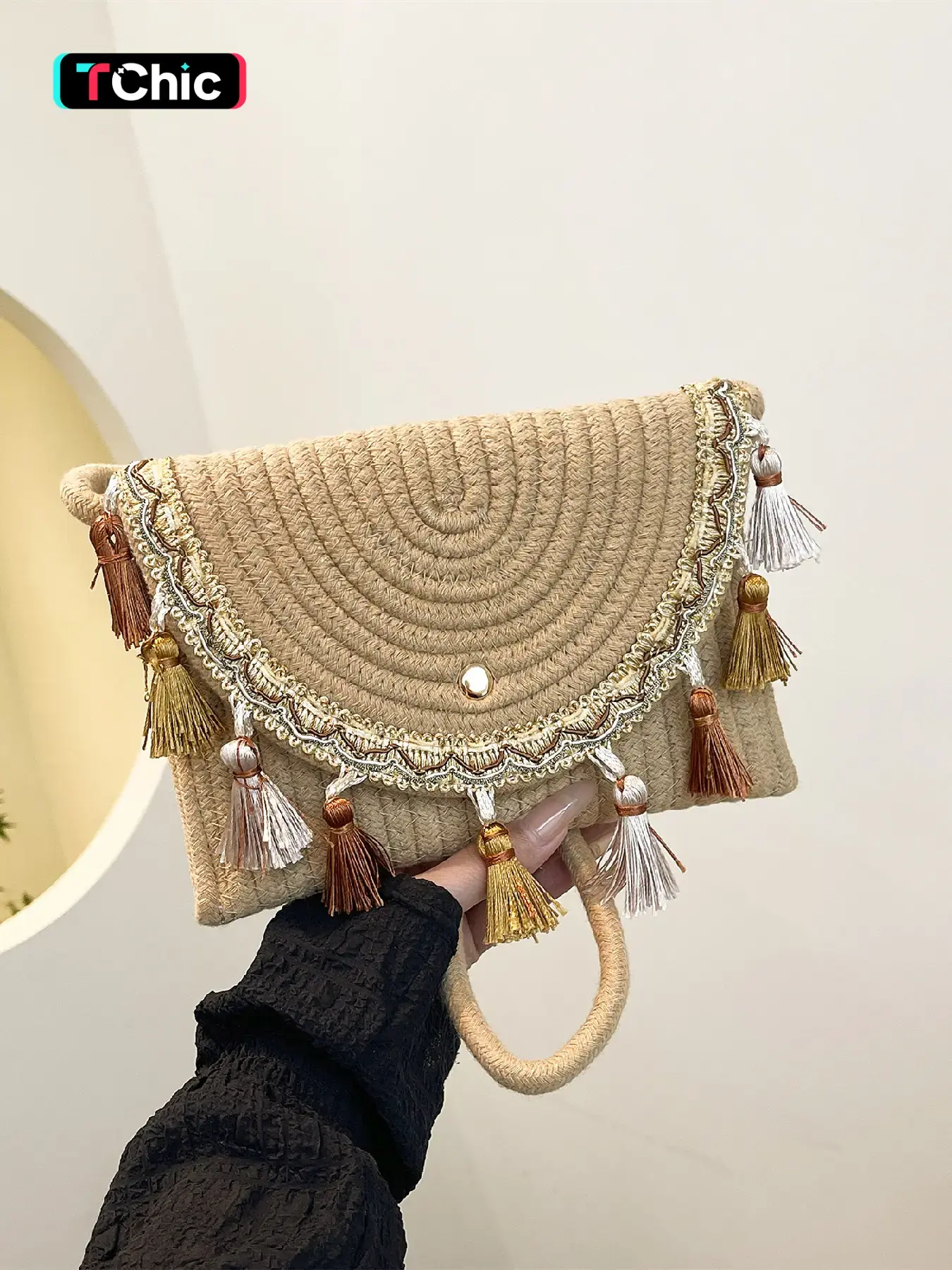 Elegant Fashion Tassel Decorated Handwoven Bag, Single Shoulder Crossbody, Perfect for Daily Use, Dates, Dinners, Casual Crossbody Bag, Colorblock Tassel Bags
